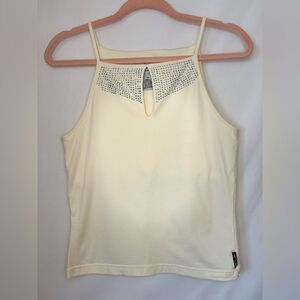 Armani Exchange vintage cream/rhinestone keyhole bra tank top Size medium